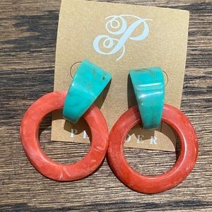 Coral and turquoise pierced earrings.